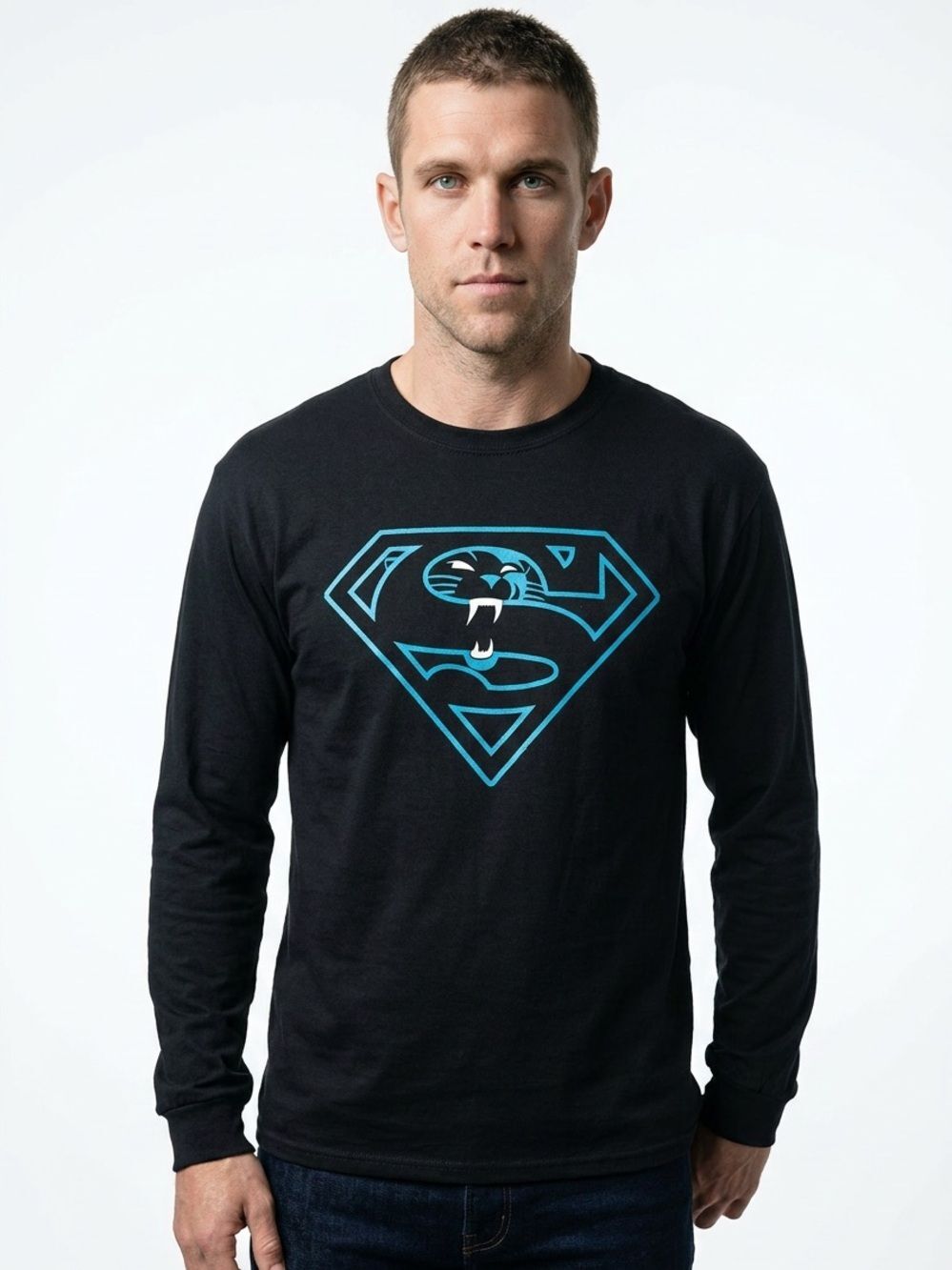 CAROLINA PANTHERS Superman Graphic Long Sleeve Tee